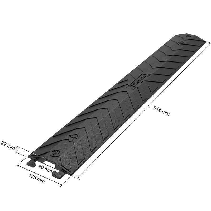 Triton Blue CB1 – Pasacables de 1 canal (914 × 135 × 21 mm) negro, caucho vulcanizado y superficie antideslizante