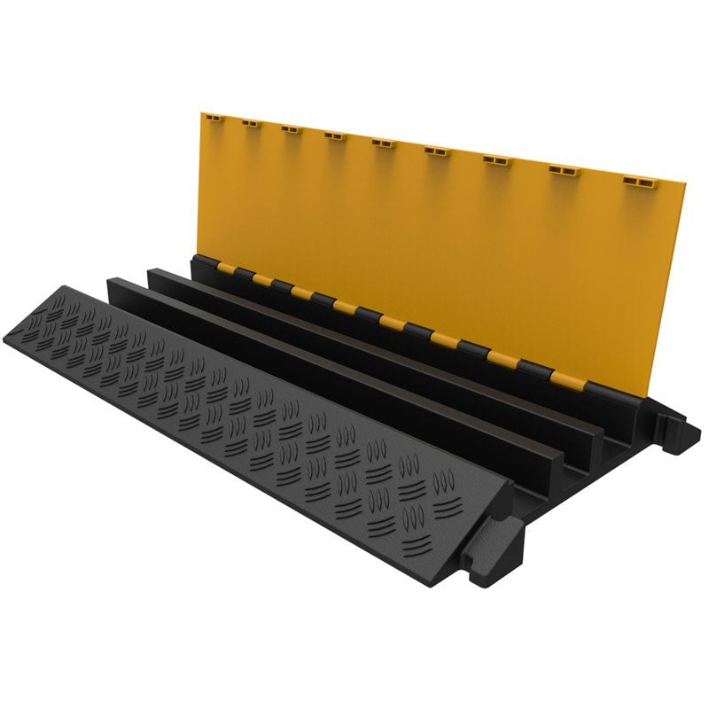 Triton Blue CB3 - Pasacables de 3 canales 900 × 500 × 70 mm con tapa amarilla de alta visibilidad