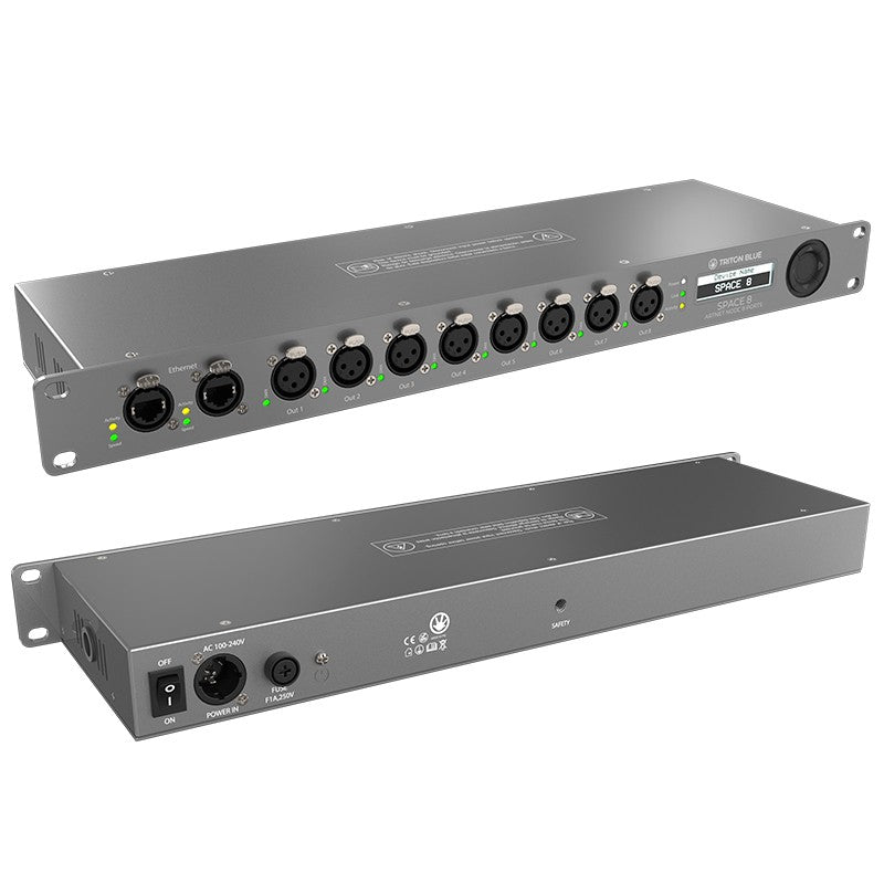 Triton Blue ARTNET-DMX-MK2 (Space 8 MK2) - Nodo Art-Net/sACN a DMX de 8 universos en rack 19” (1U)