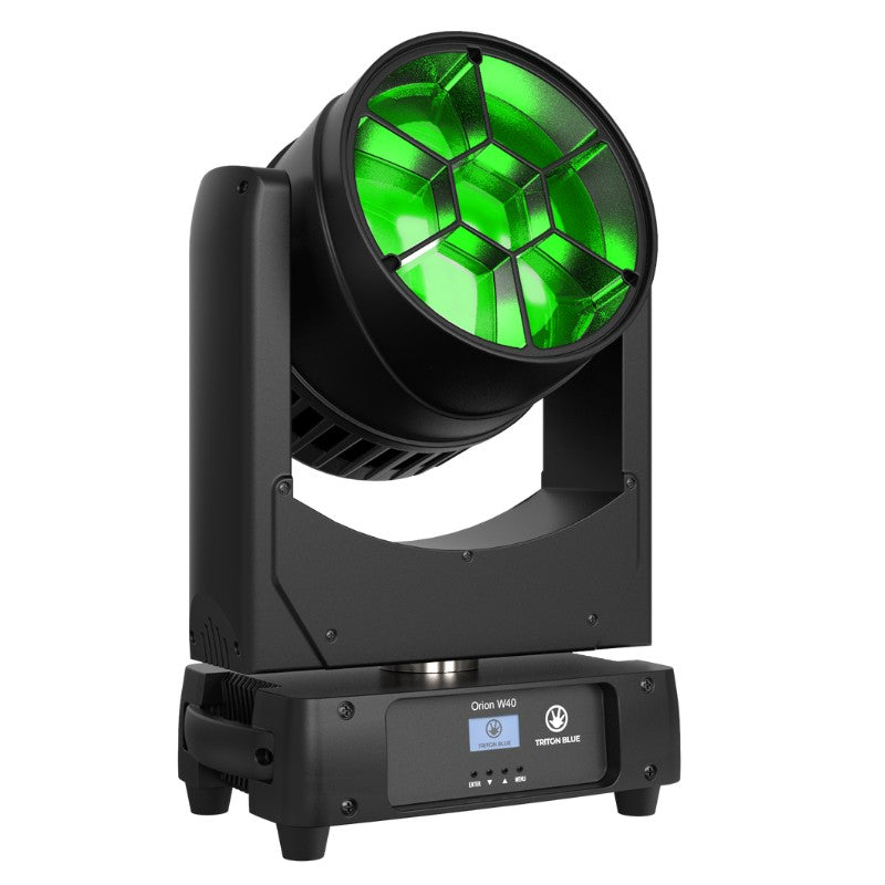 Triton Blue Q-WASH740Z (Orion W40) - Cabeza móvil wash 7 × 40 W RGBL con zoom 4°–45° y 16/20 canales DMX