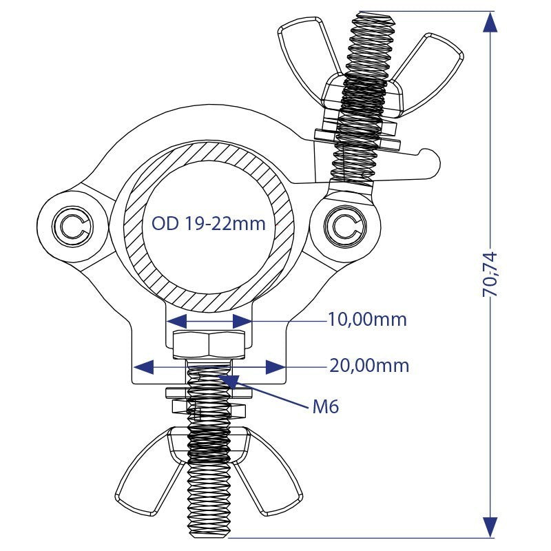 Triton Blue SA 1922 60 S - Abrazadera de aluminio para tubos 19-22 mm