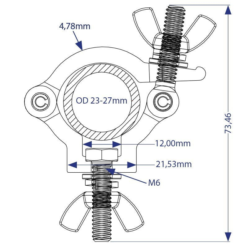 Triton Blue SA 2327 60 S - Abrazadera de aluminio 23-27 mm