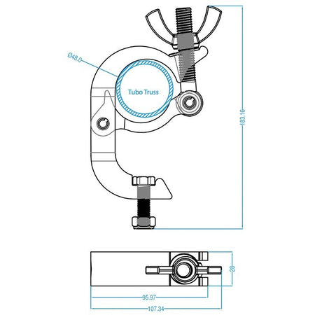 Triton Blue SA 3252 150 BK - Garra de aluminio negra 48-52 mm