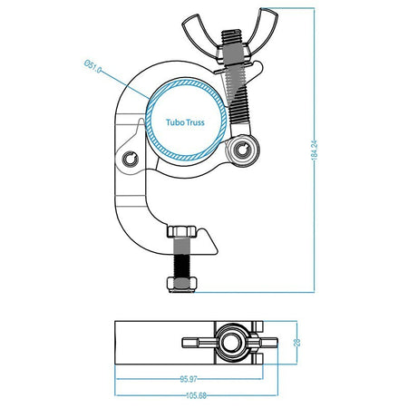 Triton Blue SA 3252 150 BK - Garra de aluminio negra 48-52 mm