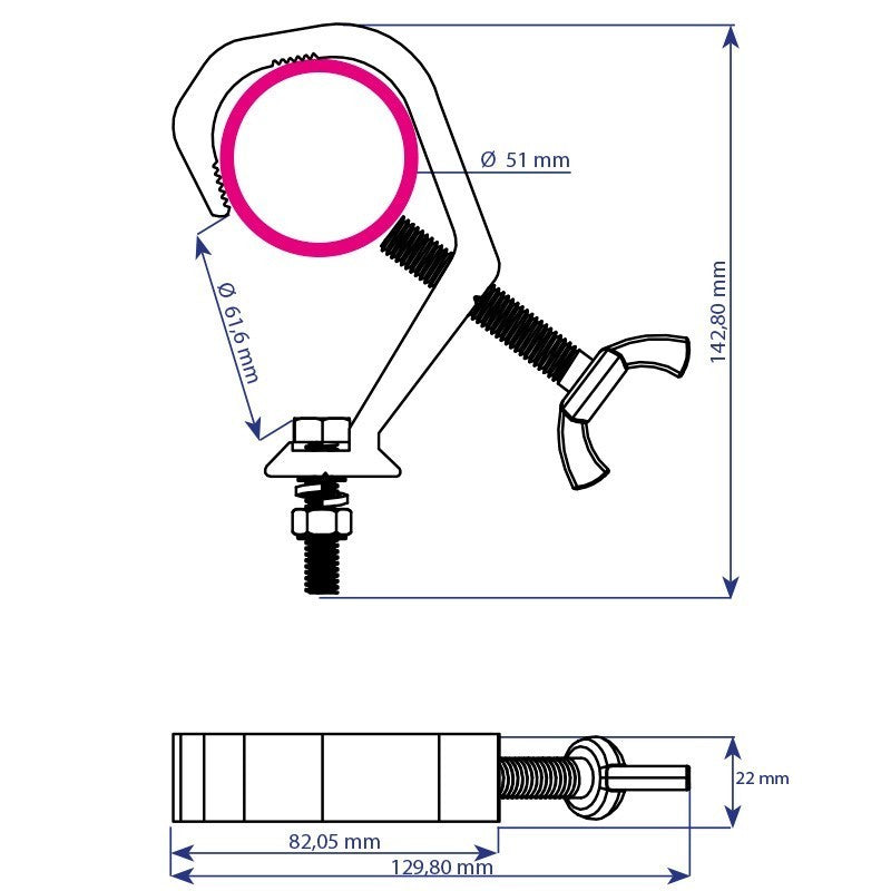 Triton Blue SA 3852 75 S - Garra de aluminio 38 a 52 mm