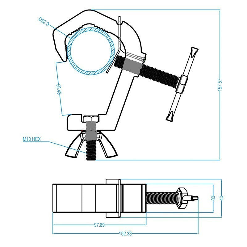 Triton Blue SA 4852 150 BK - Garra Negra de Aluminio