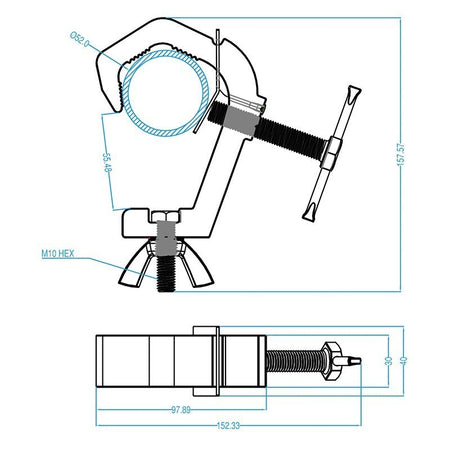 Triton Blue SA 4852 150 S - Garra C-Clamp de aluminio para tubos