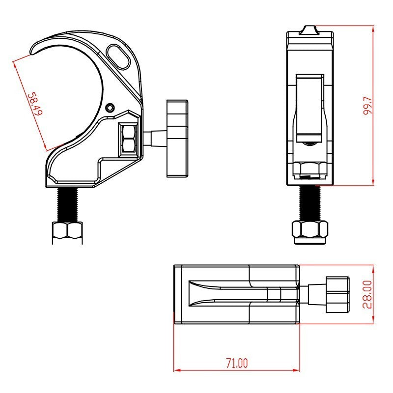 Triton Blue SA 4852 20 BK - Garra de aluminio para tubos de 48 a 52 mm
