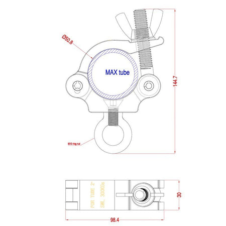 Triton Blue SAE 3853 300 S - Abrazadera para tubos con ojal