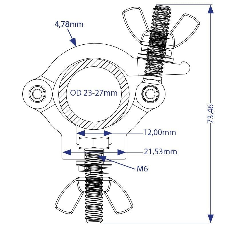 Triton Blue Abrazadera de Aluminio 23-27 mm para Truss - Carga 60 kg - Tempo Shop