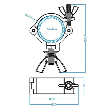 Triton Blue Abrazadera de Aluminio 48-52 mm - Soporte Profesional de 75 kg - Tempo Shop