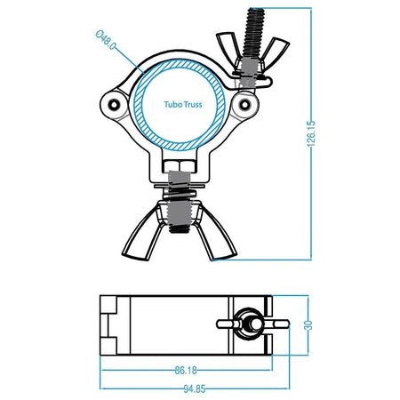 Triton Blue Abrazadera de Aluminio 48-52 mm - Soporte Profesional de 75 kg - Tempo Shop