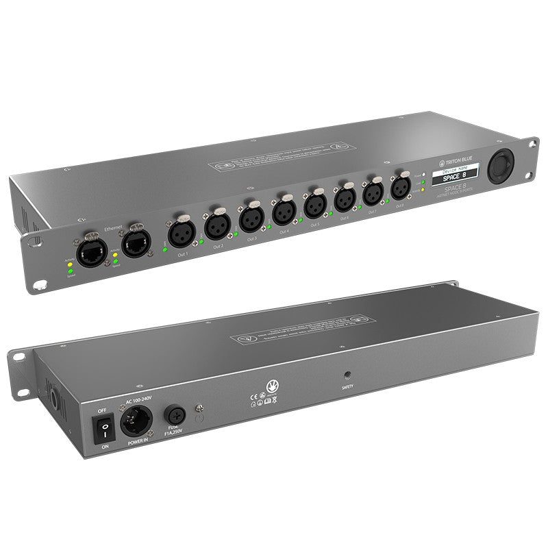 Triton Blue ARTNET-DMX-MK2 (Space 8 MK2) - Nodo Art-Net/sACN a DMX de 8 universos en rack 19” (1U) - Tempo Shop