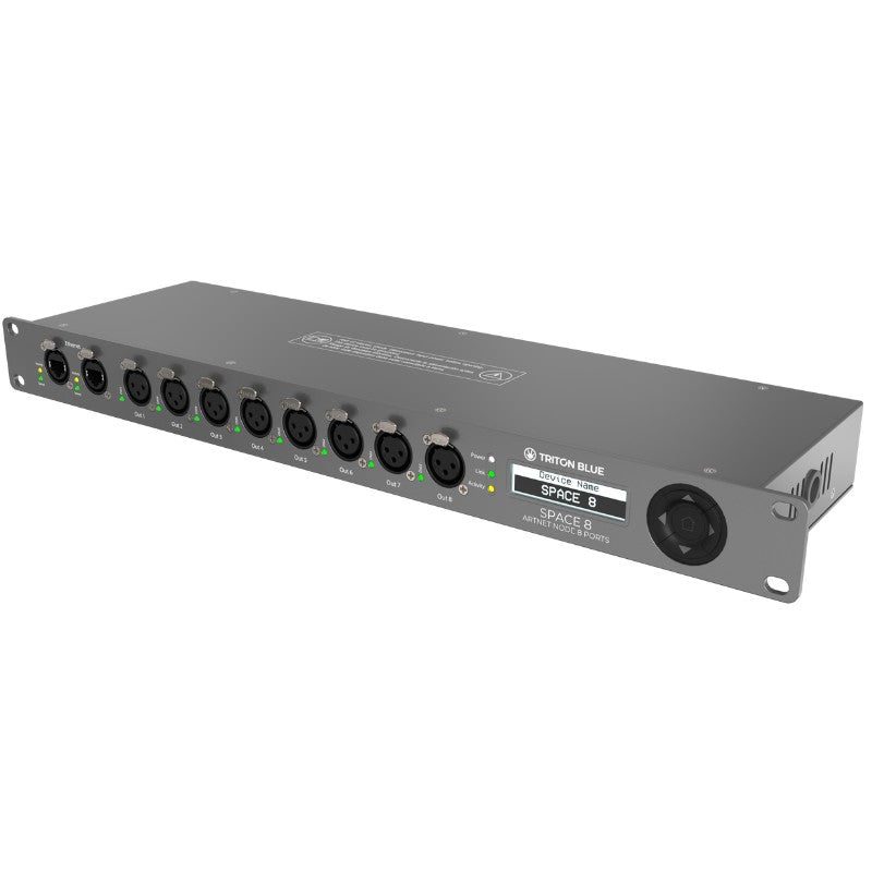 Triton Blue ARTNET-DMX-MK2 (Space 8 MK2) - Nodo Art-Net/sACN a DMX de 8 universos en rack 19” (1U) - Tempo Shop