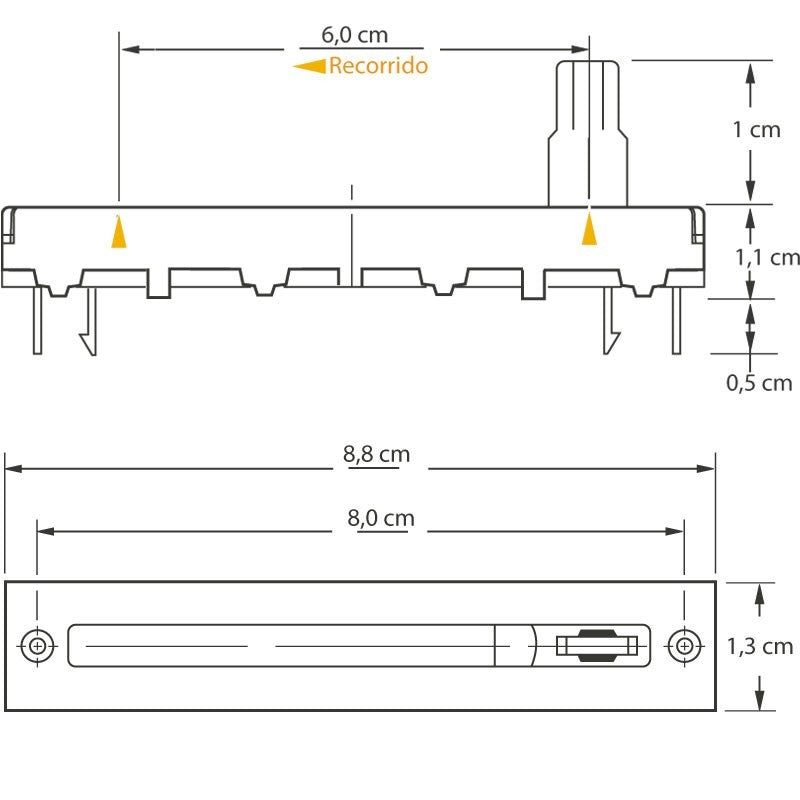Triton Blue B10K - Potenciómetro Deslizante Fader de 8,8 cm para Audio e Iluminación - Tempo Shop