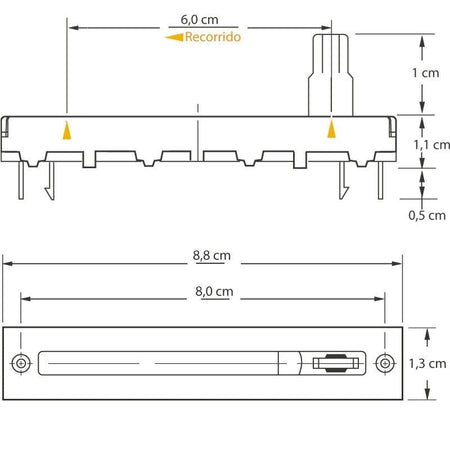 Triton Blue B10K - Potenciómetro Deslizante Fader de 8,8 cm para Audio e Iluminación - Tempo Shop