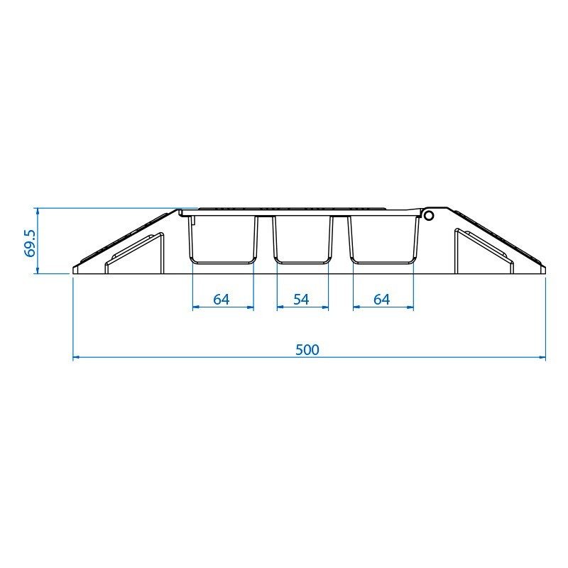 Triton Blue CB3 - Pasacables de 3 canales 900 × 500 × 70 mm con tapa amarilla de alta visibilidad - Tempo Shop