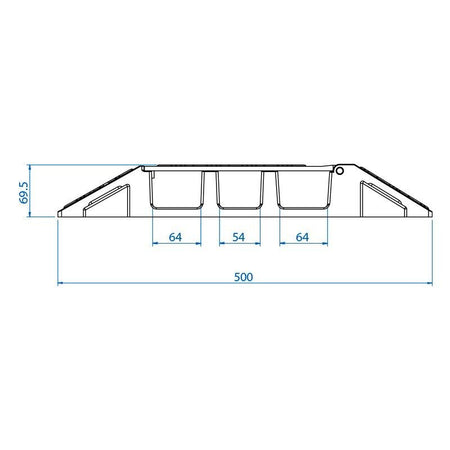 Triton Blue CB3 - Pasacables de 3 canales 900 × 500 × 70 mm con tapa amarilla de alta visibilidad - Tempo Shop