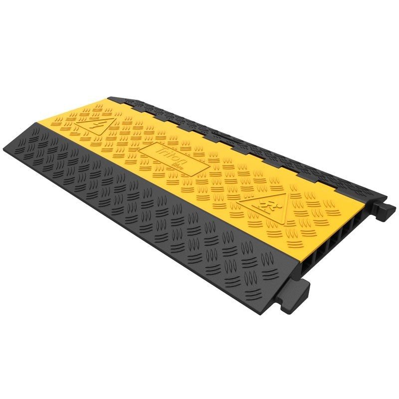 Triton Blue CB5 – Pasacables/Protector de cables 5 canales (900 × 500 × 50 mm) con tapa amarilla de alta visibilidad - Tempo