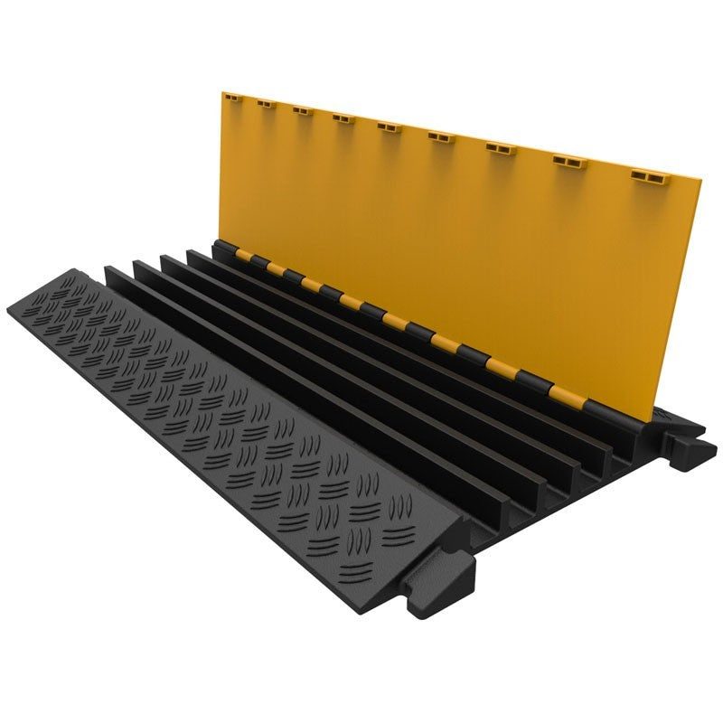 Triton Blue CB5 – Pasacables/Protector de cables 5 canales (900 × 500 × 50 mm) con tapa amarilla de alta visibilidad - Tempo