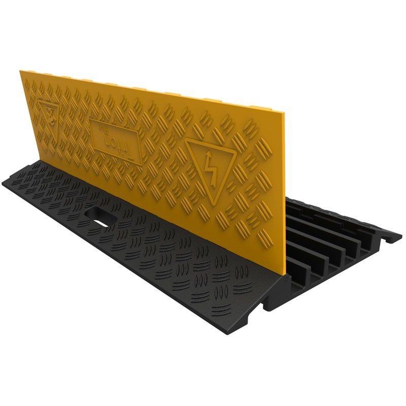 Triton Blue CB5 – Pasacables/Protector de cables 5 canales (900 × 500 × 50 mm) con tapa amarilla de alta visibilidad - Tempo