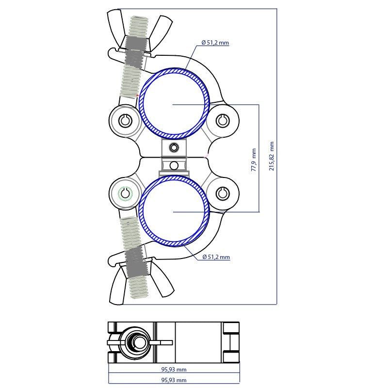 Triton Blue DA 4852 300 BK - Abrazadera Doble Giratoria Profesional 300kg - Tempo Shop