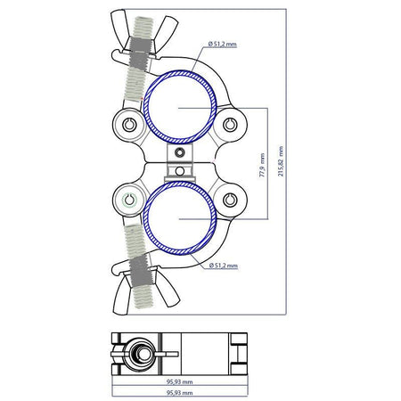 Triton Blue DA 4852 300 BK - Abrazadera Doble Giratoria Profesional 300kg - Tempo Shop