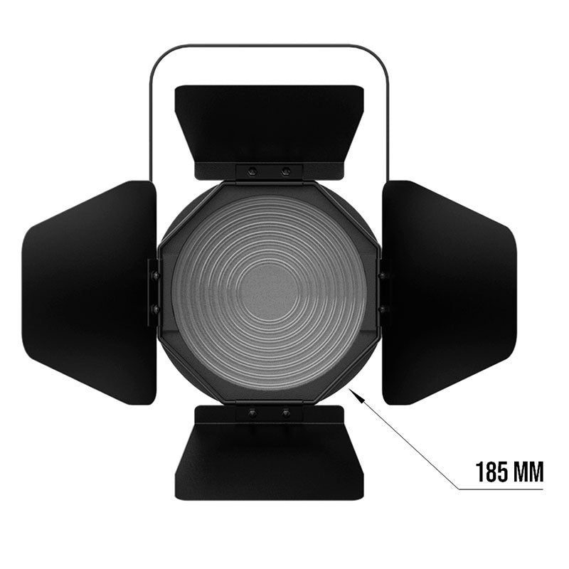 Triton Blue FR-3200-050 Stellar 50 – Fresnel LED bicolor 50 W (3200–6500 K) con zoom manual 10°–35°, lente 150 mm e incluye v
