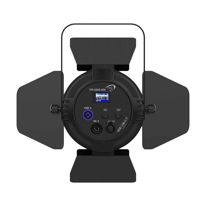 Triton Blue FR-3200-050 Stellar 50 – Fresnel LED bicolor 50 W (3200–6500 K) con zoom manual 10°–35°, lente 150 mm e incluye v