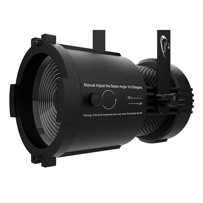 Triton Blue FR-3200-050 Stellar 50 – Fresnel LED bicolor 50 W (3200–6500 K) con zoom manual 10°–35°, lente 150 mm e incluye v