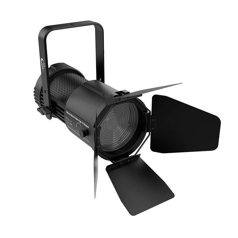 Triton Blue FR-3200-200 – Fresnel LED bicolor 200 W (3200–6500 K) con zoom manual 10°–35° e incluye visera - Tempo Shop