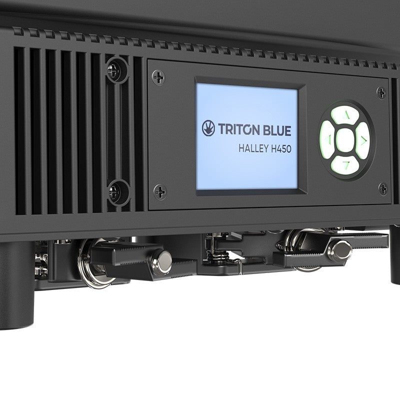 Triton Blue Halley H450 - Cabeza móvil híbrida 3 en 1 (Beam/Spot/Wash) + Profile CMY 450 W, zoom 4°–53° - Tempo Shop