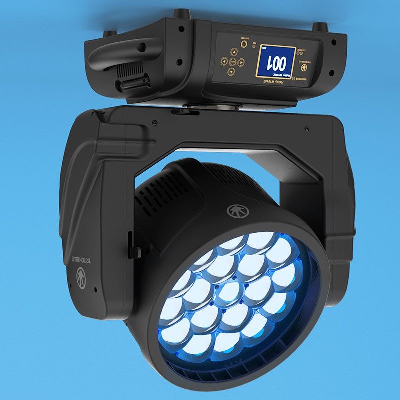 Triton Blue HALLEY W1940Z - Cabeza móvil wash 19×40 W OSRAM RGBW con zoom 4°–54°, control por píxel y DMX/RDM/Art-Net - Tempo