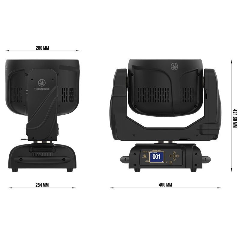 Triton Blue HALLEY W1940Z - Cabeza móvil wash 19×40 W OSRAM RGBW con zoom 4°–54°, control por píxel y DMX/RDM/Art-Net - Tempo