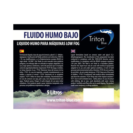 Triton Blue Hydra FFF5 (832-1072) - Fluido Low Fog neutro 5 L para máquinas de humo bajo - Tempo Shop