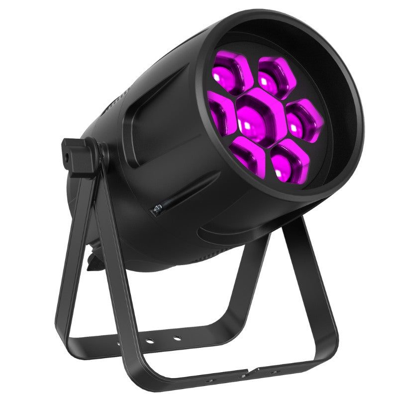 Triton Blue Q-PARIP740Z Aqua Eris 280Z - PAR PRO IP65 7×40 W RGBA con zoom motorizado 5°–40° y RDM - Tempo Shop