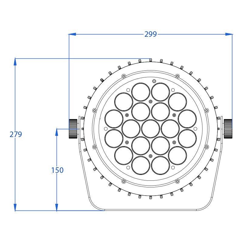 Triton Blue Q-PI1219 Aqua Meteor 228 - PAR Wash IP65 19×12 W RGBW 26° con control individual por LED - Tempo Shop