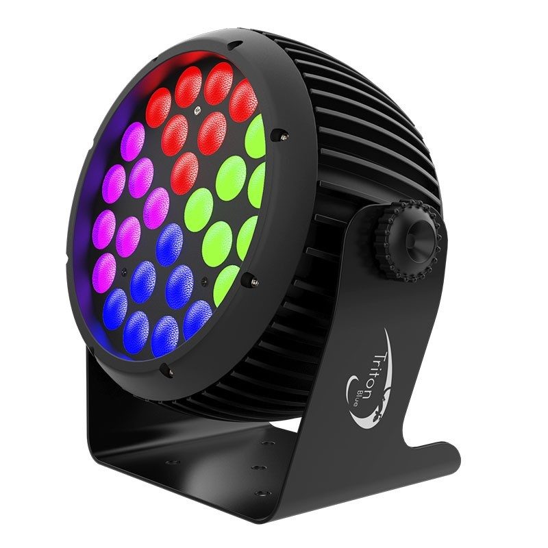 Triton Blue Q-PI1228 Aqua Meteor 336Z - PAR Wash IP65 28×12W RGBW con zoom 12°–60°, control individual de LED y conectores RE