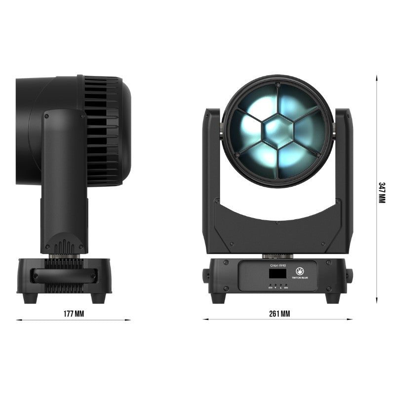 Triton Blue Q-WASH740Z (Orion W40) - Cabeza móvil wash 7 × 40 W RGBL con zoom 4°–45° y 16/20 canales DMX - Tempo Shop