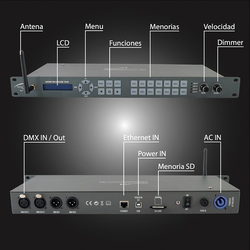 Triton Blue SHOW-REC-1024 - TRITON-BLUE Space 1024 DMX ARTNET GRABADOR + CONSOLA - Tempo Shop