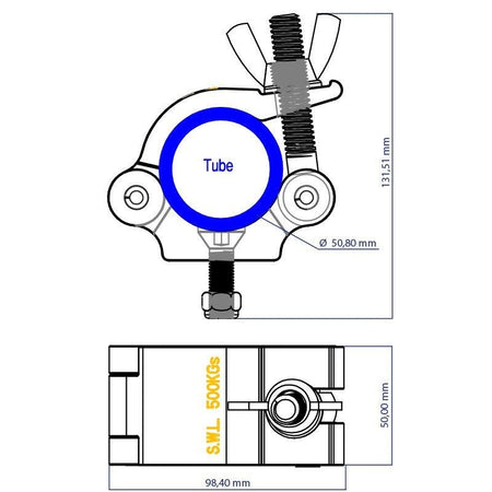 Triton Blue TRITON ABRAZADERA 38-52 mm 500 Kg - Sujeción Profesional para Truss - Tempo Shop