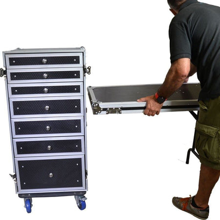 Triton Blue TRITON-BLUE FCX7 - Flightcase Estación de Trabajo con 7 Cajones y Mesa Integrada - Tempo Shop