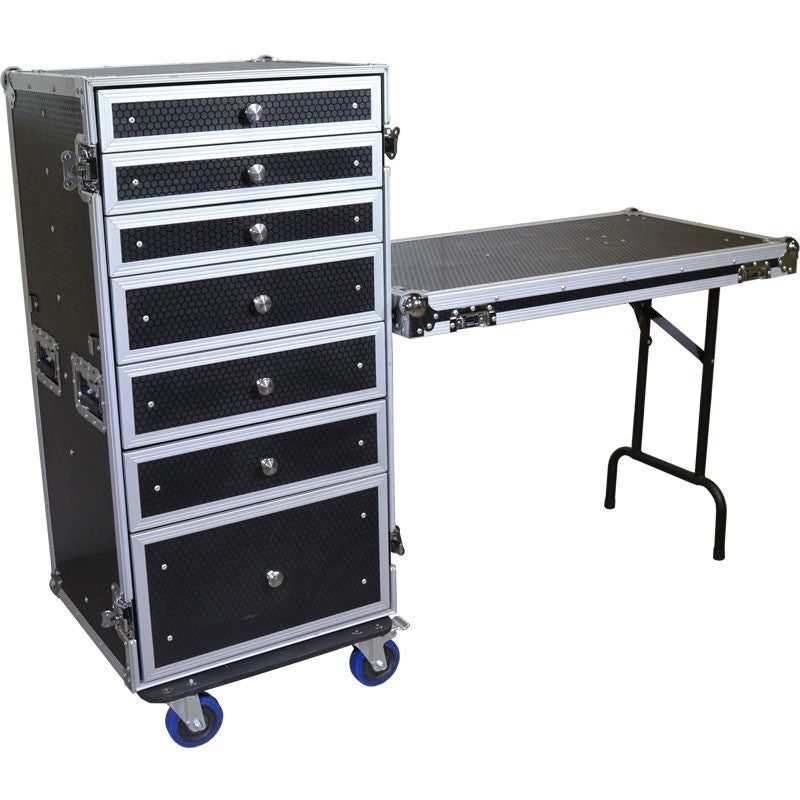 Triton Blue TRITON-BLUE FCX7 - Flightcase Estación de Trabajo con 7 Cajones y Mesa Integrada - Tempo Shop