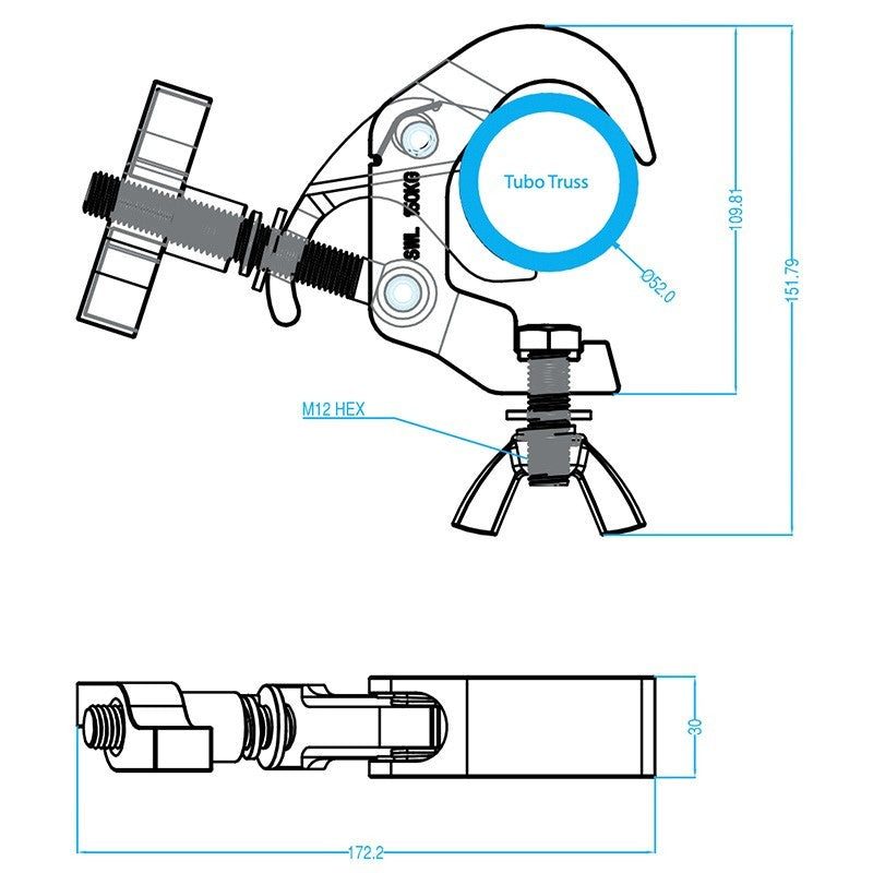 Triton Blue TRITON GARRA 38-52 mm - Garra Profesional de Aluminio para Truss - Tempo Shop