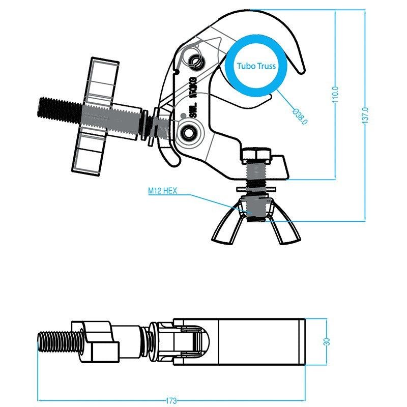 Triton Blue TRITON GARRA 38-52 mm - Garra Profesional de Aluminio para Truss - Tempo Shop