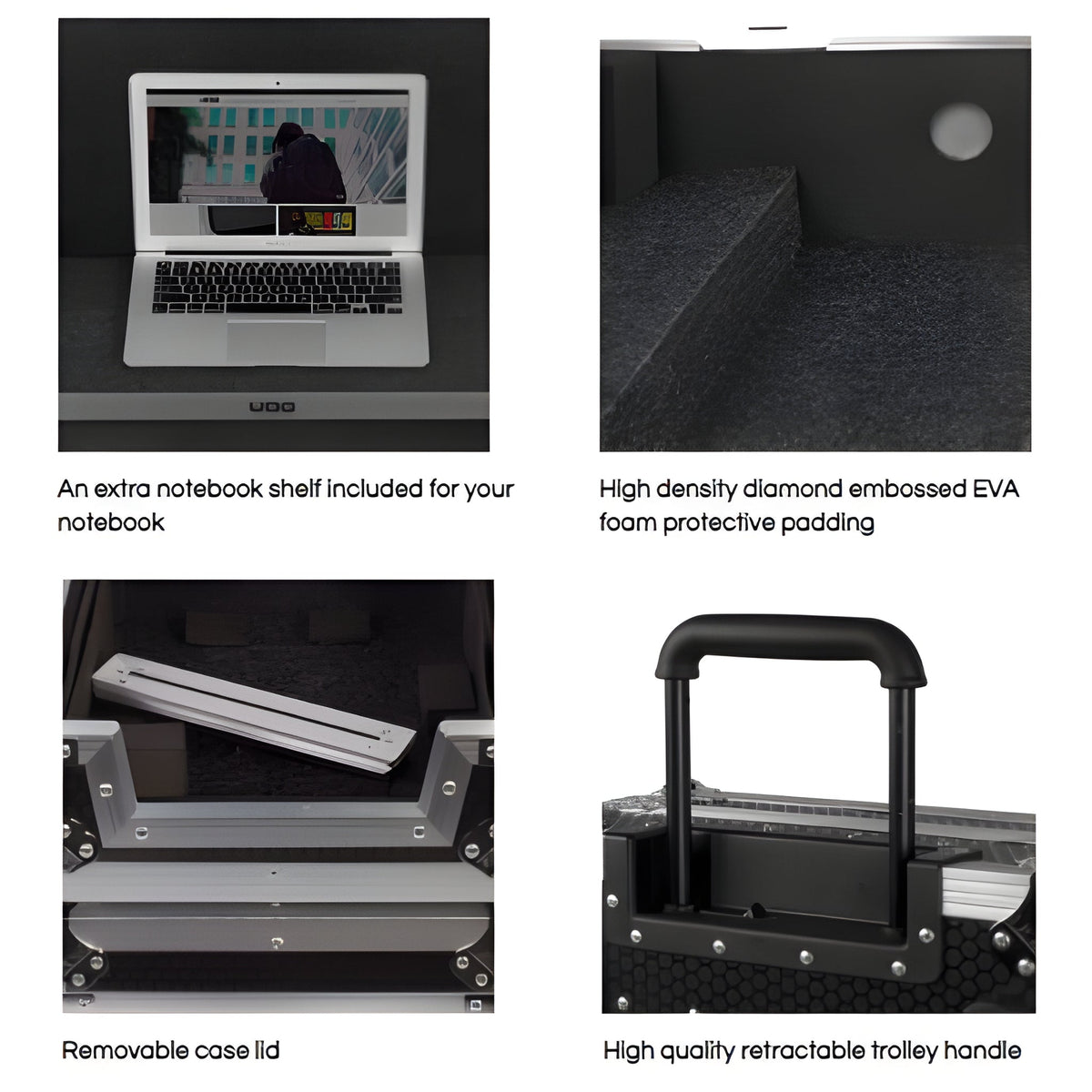 UDG U91014BL3 - Flight Case Multi Format XXL Negro Plus (Bandeja para ordenador) - Tempo Shop