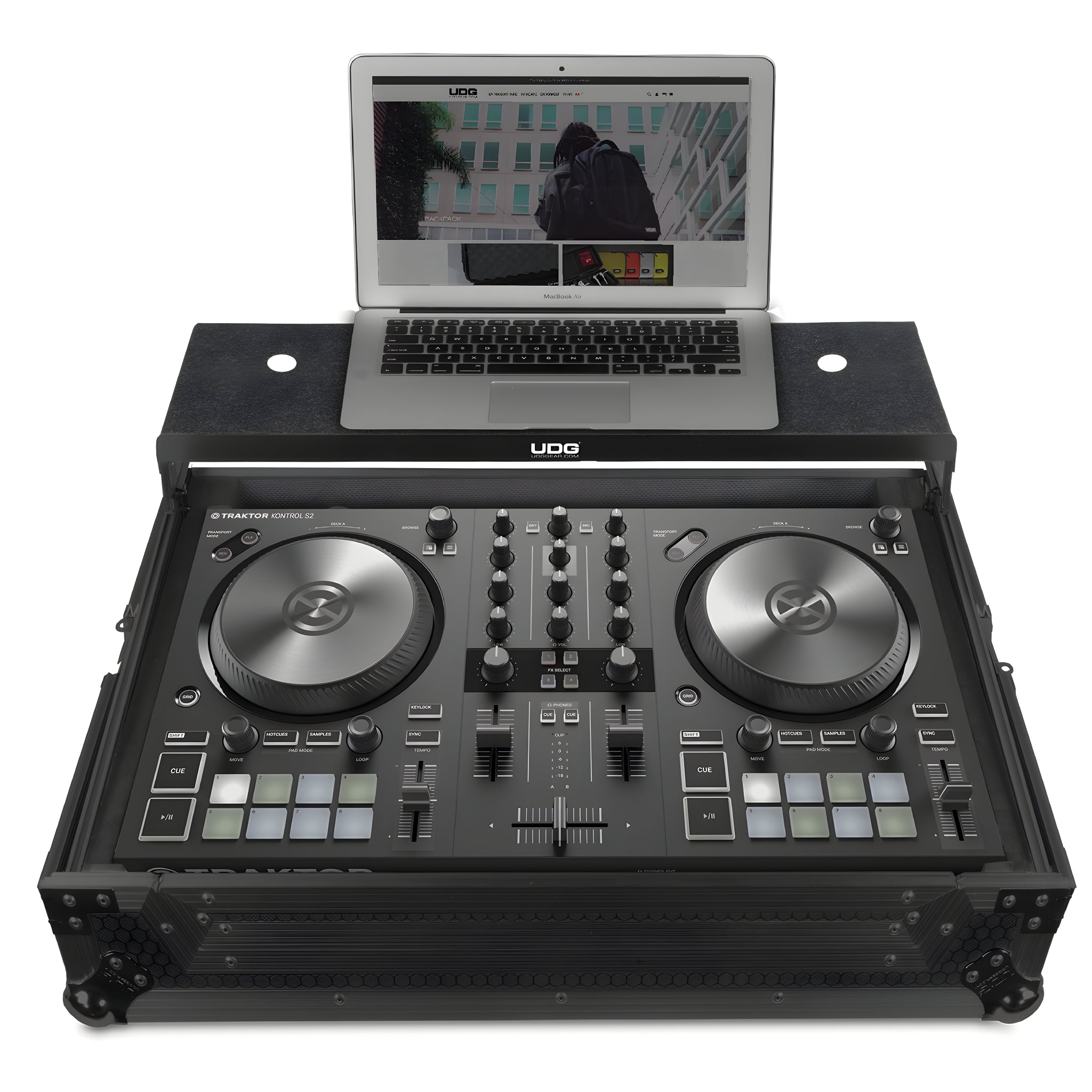 UDG U91062BL - Flight Case NI TRAKTOR KONTROL S2 MK3 Negro Plus (Bandeja para ordenador) - Tempo Shop
