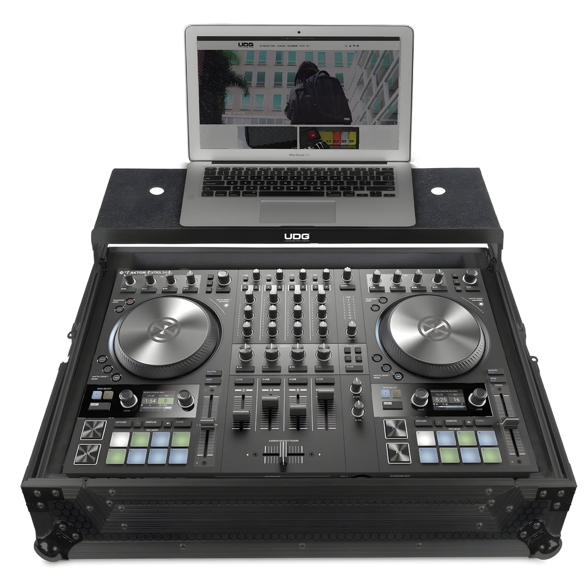 UDG U91064BL - Flight Case NI TRAKTOR KONTROL S4 MK3 Negro Plus (Bandeja para ordenador) - Tempo Shop