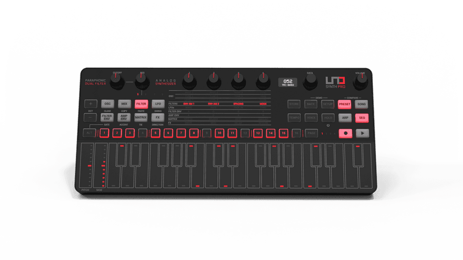 IK Multimedia UNO Synth Pro Desktop Black Edition - Sintetizador analógico parafónico de 3 osciladores con doble filtro y secuenciador de 64 pasos