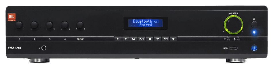 JBL Professional VMA1240 - 240W 5x1 Commercial Mixer/Amplifier with Bluetooth, USB and 70/100V or 4/8Ω Outputs